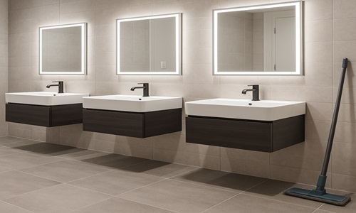 Bathtub with deck-mounted faucet and hand shower in a compact bath
